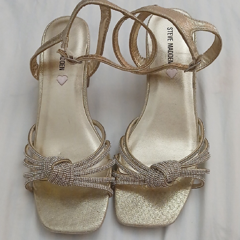 Steve Madden Gold Strappy Knot Heels